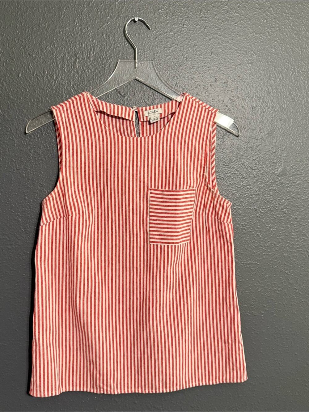 J. Crew Factory Linen Blend Seersucker Striped Sleeveless Top Size 4